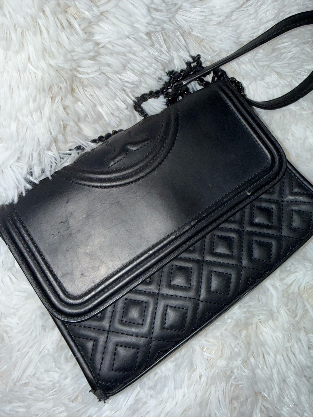 Tory Burch Fleming Black Matte Leather Convertible Shoulder Crossbody Bag - Picture 3 of 15